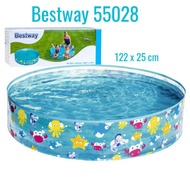 Bestway Pool สระน้ำสำเร็จรูป สระเด็ก สระขอบตั้ง สระว่ายน้ำ ไม่ต้องสูบลม เติมน้ำเล่นได้ทันที 4 ฟุต 122x25cm.