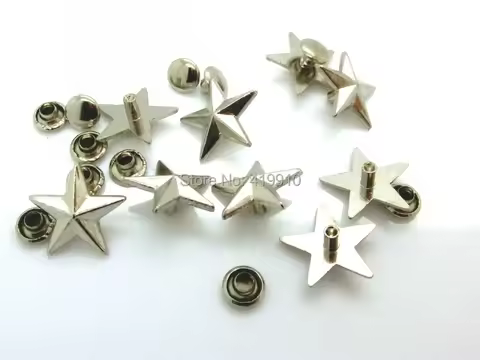 Free shipping -50 Sets Silver Tone Star Spike Rivet Studs Spots 16mmx15mm(5/8"x 5/8") 7mm(2/8") Bag 
