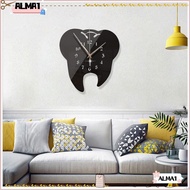 ALMA Hanging Clock, Modern Wall Stickers Teeth Mirror Wall Clock, TV Backdrop Home Decor Creative Personality Mirror Clock