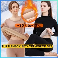 Medium and high collar, thick and cashmere integrated cashmere wool thermal underwear, women's suit,