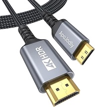 4K Mini HDMI to HDMI Cable 6.6FT, Braided HDMI to Mini HDMI Cable 4K@60Hz, 18Gbps, HDR, 3D, ARC, HDM