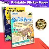 175gsm Inkjet Sticker Paper A4 Size Matte Sticker & Kraft Sticker (20 Sheets)