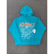 I5T8 Sp5der Style hoodies Lake Blue V2 Hoodie Spider Web Loose Fleece Lining Sweatshirt Men