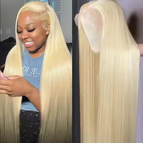 44 Inches 613 Honey Blonde Straight Human Hair Wig 613 Colored 13x6 HD Lace Frontal Human Hair Wig 2