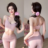 Bộ Đồ Tập Yoga Pilates Cao Cấp Dành Cho Nữ Quần Dài Bó Sát Không Tay Quần Áo Thể Thao Tập Luyện Mùa