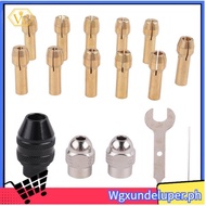 【W】16Pcs Drill Chuck Collet Set, 1/32 to 1/8inch Drill Chuck Collet Set with 11Pcs Brass Collet, 3Pc