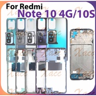 For Redmi Note 10 4G 10S Battery Back Cover Full Set with Middle Frame Buttons Camera Lens Frame LCD