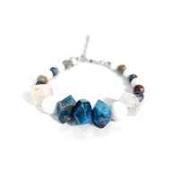 天晴之夢(黑風化瑪瑙石/壽山石/白松石/白水晶/藍磷石)