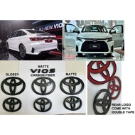 Emblem vios 2025 toyota logo vios G 2025 trd matte glossy black carbon fiber pnp tampal terus atas l
