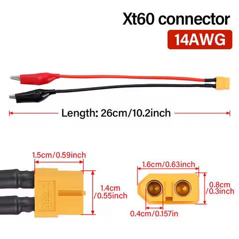 XT-60 Connector Cable Female Plug 14AWG With RC Alligator Clip For SKYRC NC2500 Pro Charger Motor Ru