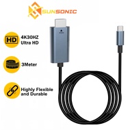 4K30HZ Type-C To HDMI Cable Thunderbolt HDTV For Laptop, Phone, Tablet, Projector Cable 1m, 2m, 3m