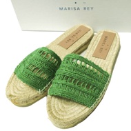 MARISA REY 西班牙製造 LLAFRANC 草編平底涼鞋，36 碼（23 公分），綠色，二手。