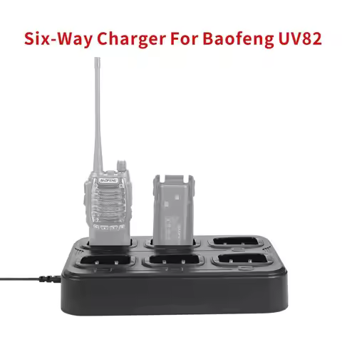 UV82 Walkie-talkie Battery, 6-Way Charger Two-Way Radio Stand Charger Desktop for Baofeng UV-82 UV-8