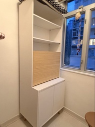 White Foldable Desk with Storage Shelves