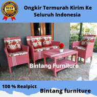 Ready Stok Kursi Sofa Hawai Rotan Sintetis Kursi Plastik Sofa Ruang Tamu 1 Set Murah Model Terbaru