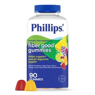 Phillips’ Fiber Good Gummies, Prebiotic Fiber Supplement with Inulin Soluble Fiber for Adults and Ch
