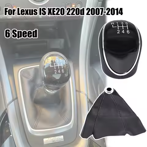 Pu Leather 6 Speed Gear Shift Knob Shifter Lever Pen Headball Car Accessories For Lexus IS XE20 220d