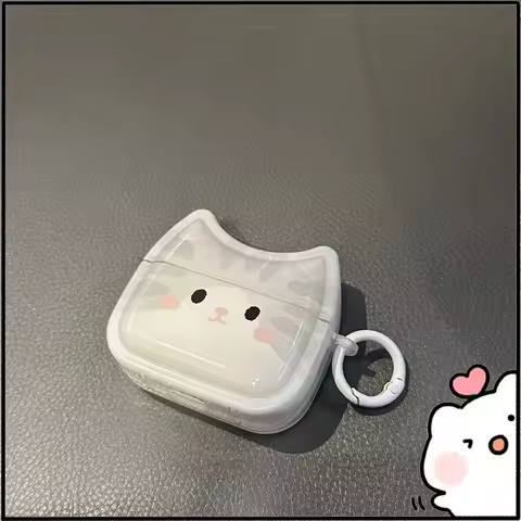 Sweet Babe Cute Sleepy Kitty Transparent AirPods Case For AirPods Pro 1st 2nd 3rd 4th Gen Earphone C