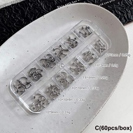 30/60PCS/Box Metal Retro Circle Nails Art Charms 3D Punk Style Black White Nail Parts Nail Decoratio