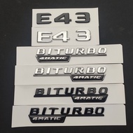 3D ABS Chrome Black Car Rear Trunk Badge Sticker Logo E 43 BITURBO 4MATIC Emblem For Mercedes E43 AMG W213 W212 Accessories