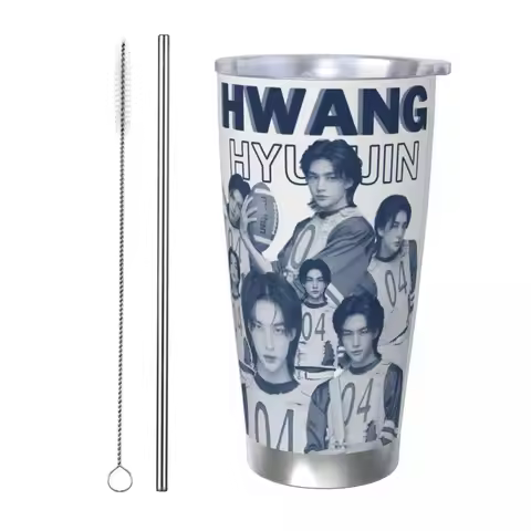 HyunJin Korean Kpop Singer Stainless Steel Tumbler Vacuum Insulated Mug Thermal Cold Bottle Straws W