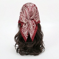 1pc Simple Printed 70s Square Scarf, New Spring Design, Multi-Purpose As Bandana, Waistband, Bag Acc