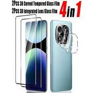 4 ใน 1 2 ชิ้น 3D ที่โค้งงอ ฟิล์มกระจกนิรภัย และ 2 ชิ้น 3D ฟิล์มกระจกเลนส์รวม ความแข็ง 9H ฟิล์มป้องกั