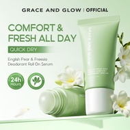 Grace and Glow English Pear and Freesia Deodorant Serum Roll On for Pore Care Ketiak Wangi with Prob