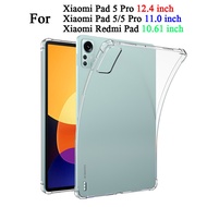 Shockproof Cover For Xiaomi Pad 5 Pro 5G 12.4 11.0 inch Tablet Case Redmi Pad 10.61 VHU4254IN Back Cover 4-Corner Airbag Tablet Protective Shell Transparent Soft Silicone TPU