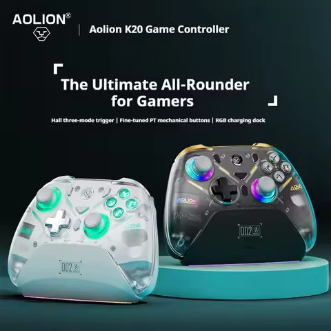 Aolion K20 Wireless Gamepad Game Controller With With Charging Dock RGB Hall Effect Joystick Trigger