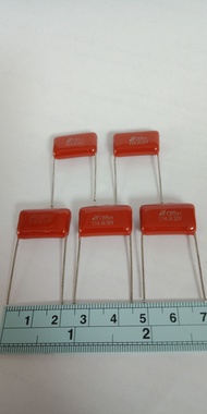 0.33UF 630V 334J 330NF ไมล่าคาปาซิเตอร์ (แพ็ค10ตัว)330นาโน Cไมล่าญี่ปุ่นCBB21 สีน้ำตาลขาห่าง20มิล