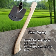 Oval Hoe Non-Stick Rice Field Hoe Genuine Steel Agricultural Hoe/ Hoe Bonus Handle