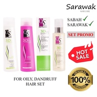 QS Beauty (3D3 + 3D23 + 3D71) Gold Series For Oily & Dandruff Hair Set