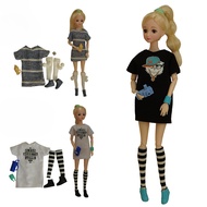 Suitable for 30CM Slim Doll Clothes Casual Tops and Leg Socks Toy Clothes Set