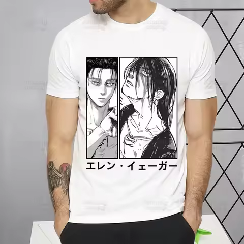 Shingeki No Kyojin T Shirt Men Short Sleeve Attack On Titan Tshirt Homme Manga Unisex Mikasa Eren Ye
