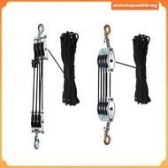 [WishshopeehhhMY] Rope Pulley Hoist Block and Tackle Pulley System Rope Hoisting Lifting Heavy Objec