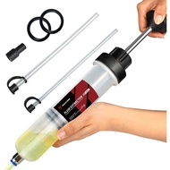 Thorstone 200cc Automotive Fluid Extractor Pump, Manual Oil Change Syringe with 2pcs 22cm PVC Suctio