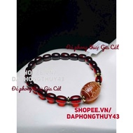 Beautiful gia Cat red mixed dzi bracelet with 21 eyes, size 6mm