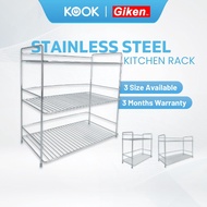 GIKEN Rak Pinggan Sinki Mangkuk Stainless Steel Rak Dapur Drying Rack Dish Kitchen Organizer Rack Si