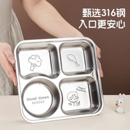 Baby 316 Stainless Steel Divided Plate Ceramic Divided Plate Quantitative Plate Four Grids Breakfast