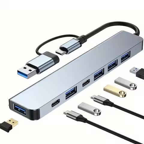 7-in-1 USB 3.0 HUB USB C HUB TYPE-C to 5 USB PD TYPE C Adapter 5Gbps Fast Speed Tramsmission USB C D
