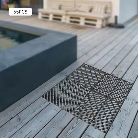 Black Interlocking Floor Tiles, 12x12x0.5 inch Drainage Tiles, Non-Slip Outdoor Floor Tiles,for Pool