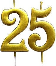 MAGJUCHE Gold 25th Birthday Numeral Candle, Number 25 Cake Topper Candles Party Decoration for Women