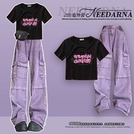 Dopamine Purple Two-Piece Set - Stylish Women's Denim Outfit