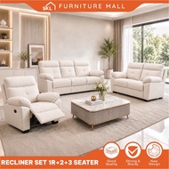 SKL Furniture EASY CLEAN Ella 1R+2+3 Fabric Recliner Sofa Set / Velvet Fabric