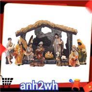 【A-NH】Christmas Nativity Manger Group Scene Decoration Gift Box Christmas Gift Resin Crafts