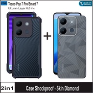 2in1 Package Casing Infinix Smart 7 Case Armor Shockproof Free Skin Carbon 3D