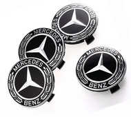 ฝาครอบดุมล้อ Benz 75mmจำนวน4ชิ้นฟาล้อแม็ก Mercedes Benz เบนซ์ ML S E C AMGฝาครอบล้อลายช่อมะกอกสำหรับสีดำ สีเงิน/น้ำเงิน BENZ AMG GLK W211 W212 W204 2014-2015 GLC ML GL