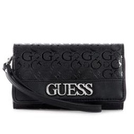 【W小舖】GUESS 黑色 防刮PVC皮革 翻蓋中夾 皮夾 錢包~G60517 全新正品現貨在台