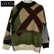 Sacai x KAWS 2021 Model 21-02579M 綠色 x 棕色全印花提花針織套頭衫 1 碼 [二手]